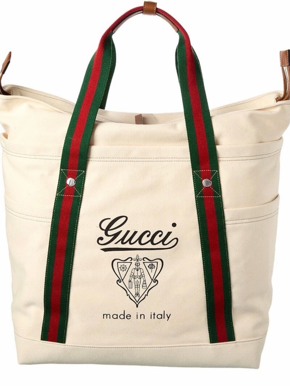 Brand New Gucci Coat Of Arms Large Canvas Tote  Bag - White color